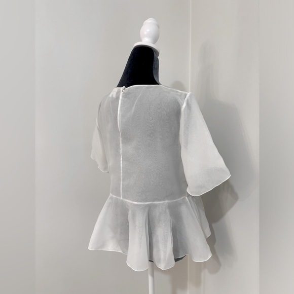 Banana Republic Limited Edition White Floral Sheer Peplum Top Size S - Picture 5 of 10